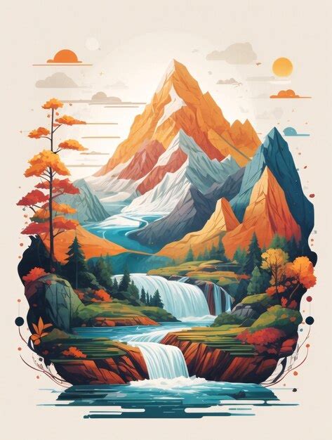 Premium AI Image | Minimalist Mountain Vector Illustration for Tshirt Design