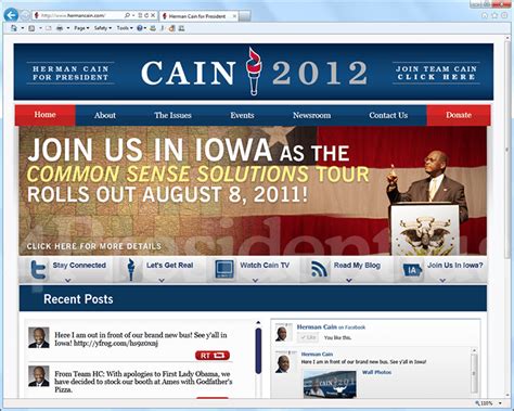 Herman Cain 2012 Presidential Campaign Website