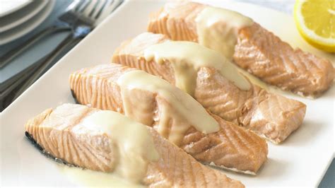 Poached salmon with lemon sauce recipe - BBC Food