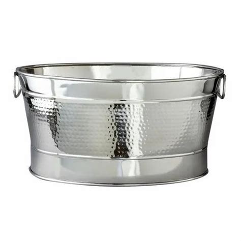 Stainless Steel Oval Hammered Beverage Party Tub at Rs 1400 | Loni ...