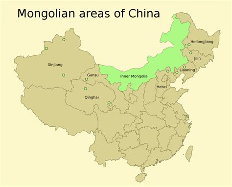 Mongolian areas of China | Map