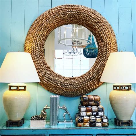 Thick Framed Round Seagrass Mirror - Mecox Gardens