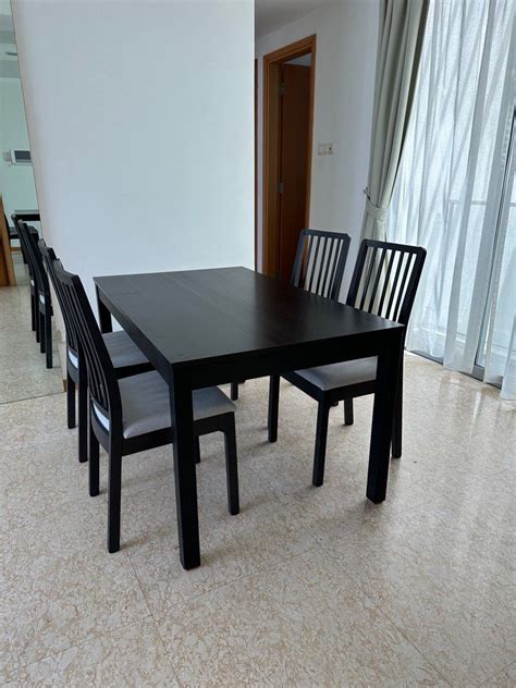 IKEA Black Dining Table, Furniture & Home Living, Furniture, Tables & Sets on Carousell