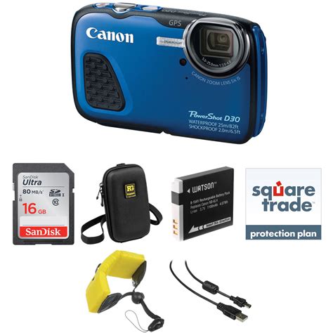 Canon PowerShot D30 Waterproof Digital Camera Deluxe Kit (Blue)