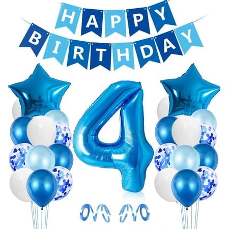 HISRFO 4 Year Old Boy Birthday Balloon, Blue 4 Year Birthday ...