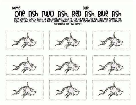 Printable One Fish Two Fish Activities These numbers fishing cards are ...