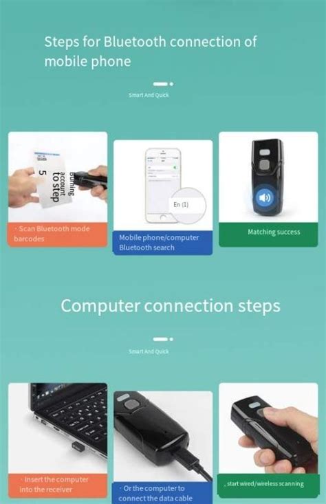 2D QR Wireless Barcode Scanner BT & 2.4G Wireless Connection Portable Scanner for SafeEntry ...