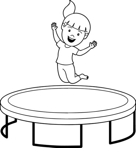 Children Black and White Outline Clipart - black-white-girl-jumping ...