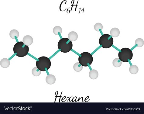 C6h14 hexane molecule Royalty Free Vector Image