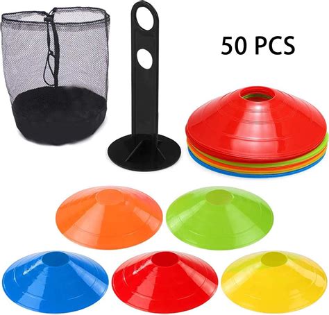 Elinala Football Cones, Training Cones, 50PCS Mixed Color Disc-Shaped ...