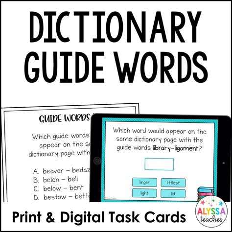 Dictionary Guide Words Task Cards (Print & Digital)