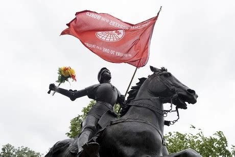 Statue Joan Arc Decorated Flowers Flag Editorial Stock Photo - Stock ...