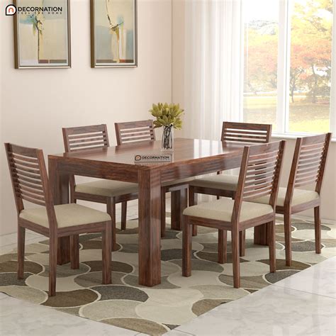 Blankenberge Solid Wood 6 Seater Dining Table Set - Decornation