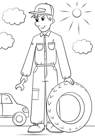 Car Mechanic coloring page | Free Printable Coloring Pages