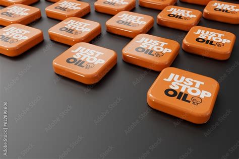 LONDON, UK - July 2023: Just stop oil environmental protest activist logo. 3D Rendering Stock ...