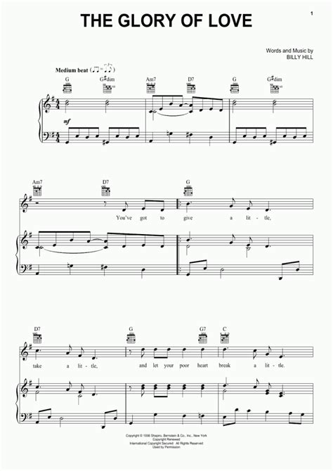 The Glory Of Love Piano Sheet Music | OnlinePianist