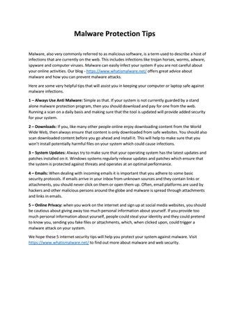 Malware Protection Tips by antimalwaretipz - Issuu