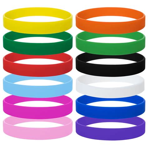 GOGO 12 Pcs Adult Rubber Bracelets, Silicone Wristbands, Party Accessories - Mixed Colors ...