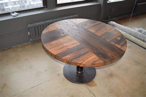 Custom Reclaimed Wood Pedestal Table (Round Top) by Reworx USA | CustomMade.com