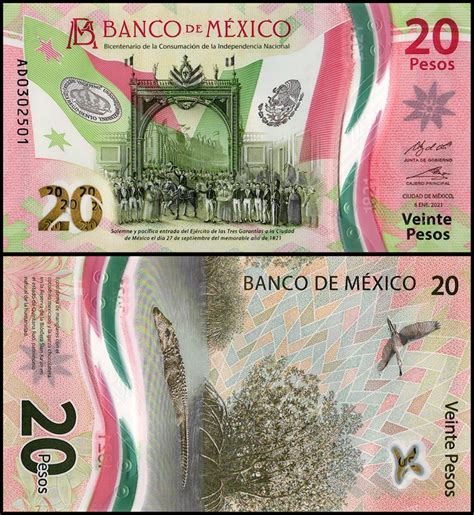 MEXIQUE - 20 PESOS 2021 (UNC) - BILLET COMMÉMORATIF