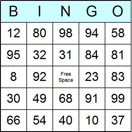 Numbers 1 to 99 Bingo Cards - Printable bingo activity, game, and templates