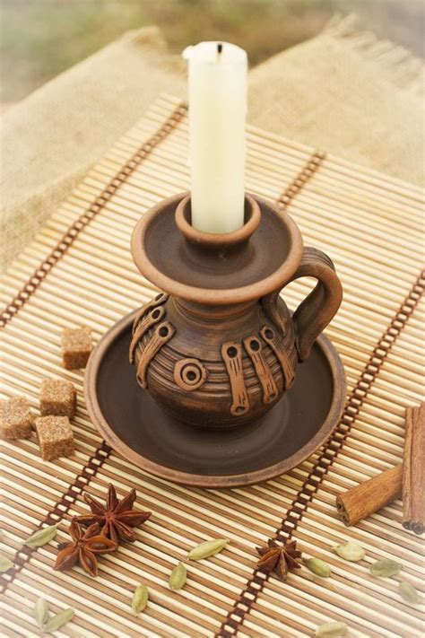 BUY Handmade ceramic candlestick 581962 - HANDMADE GOODS at MADEHEART.COM