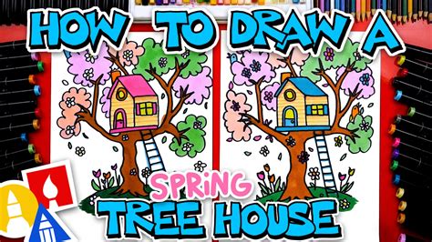 How To Draw A Spring Tree House | Art For Kids Hub