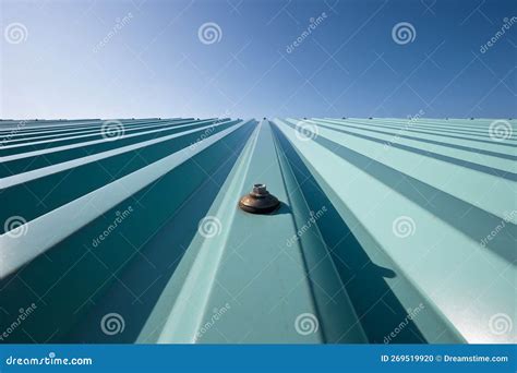 New Roof with Colored Corrugated Metal Sheet Stock Photo - Image of ...