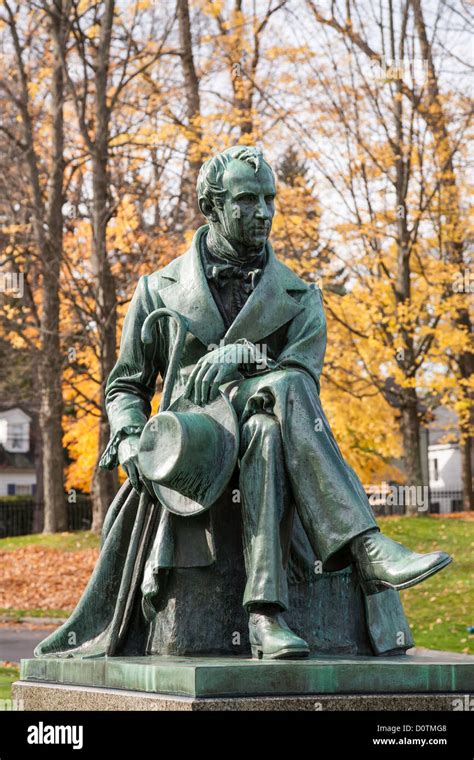 Statue of James Fenimore Cooper, Fall Foliage, Cooperstown, NY Stock ...