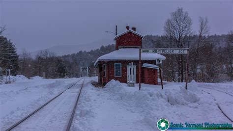 Scenic Vermont - The Montpelier Vermont Amtrak station during a snowstorm.