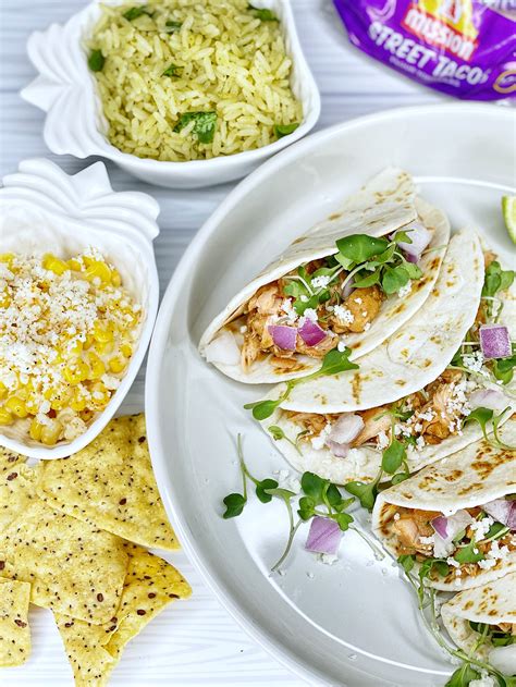 Mexican Street Food at Home (Salmon tacos, elote, and cilantro rice)