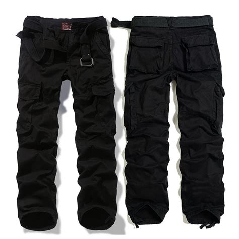 Mens Loose Fit Black Cargo Hiking Pants CW100037