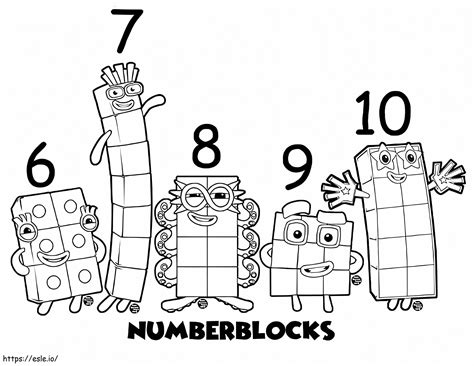 Number Blocks 6-10 coloring page