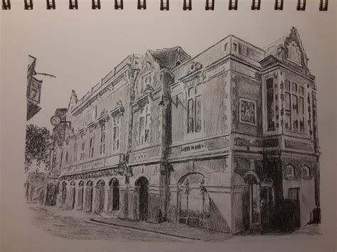 Charcoal sketch of a building in Hemel Hempstead UK 5 x 7 in : r/drawing