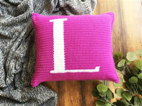 Letter L Crochet Pillow Pattern Monogram Initial Pillow - Etsy