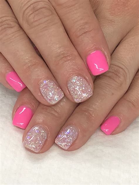 Pink Summer Glitter Gel Nails Light Elegance Double Scoop & Sugar ...