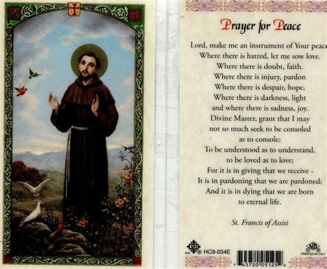 Prayer for Peace Saint Francis of Assisi Card - EB501 - Lord Make Me ...