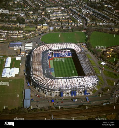 Murrayfield Rugby Union Stadium Edinburgh Scotland aerial view Stock ...