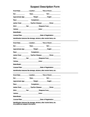 Suspect Description Form - Fill and Sign Printable Template Online