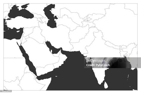 Political Map Of South Asia And Middle East Countries Simple Flat ...