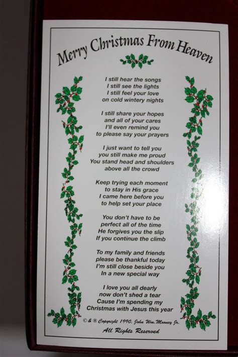 Printable Christmas In Heaven Poem