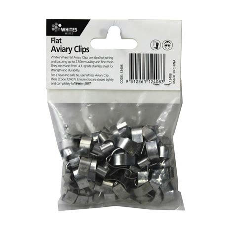 Flat Aviary Clips Pack of 200 for 2.5mm Wire Fence Fencing 12408 Whites ...