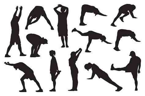 People Stretching Silhouette Set Stock Illustration - Download Image ...