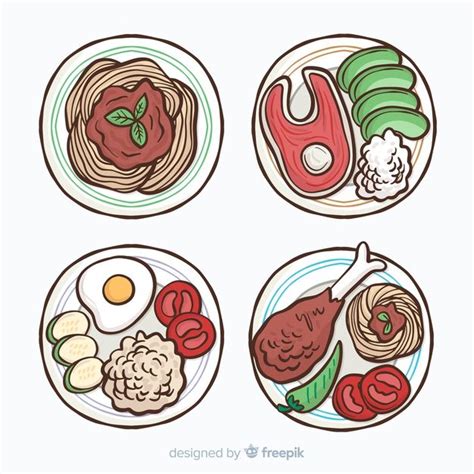 Download Collection Of Hand Drawn Food Dishes for free | Food drawing, Food dishes, Food themes