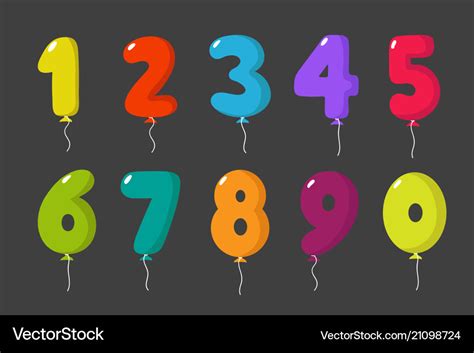 Cartoon balloon numbers for birthday fun kids Vector Image