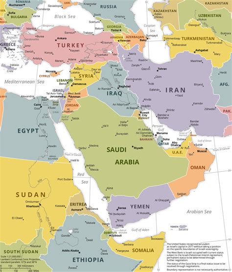 Map of Political Middle East Map ǀ Maps of all cities and countries for your wall | Europosters