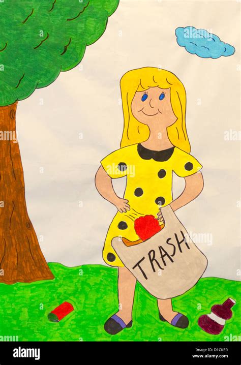 Pick up trash poster in first grade classroom viewed during kids Stock Photo, Royalty Free Image ...