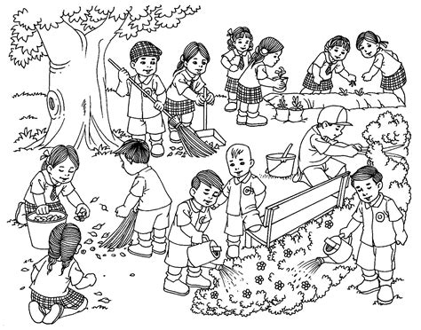 Students cleaning surrounding | Student cleaning, Drawing for kids, Art ...