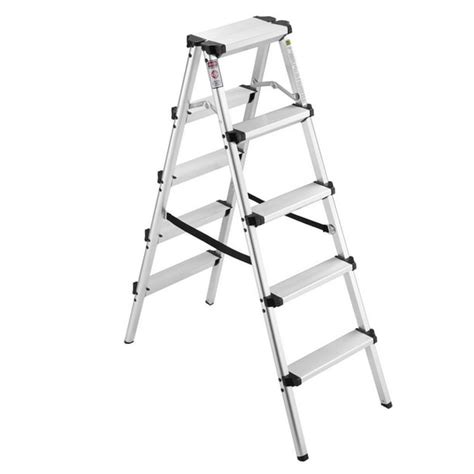Finether 4 ft High Aluminum Folding Double Sided Step Ladder, EN 131 Certified Lightweight ...
