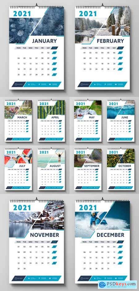 2021 Wall Calendar Layout 399840984 » Free Download Photoshop Vector ...